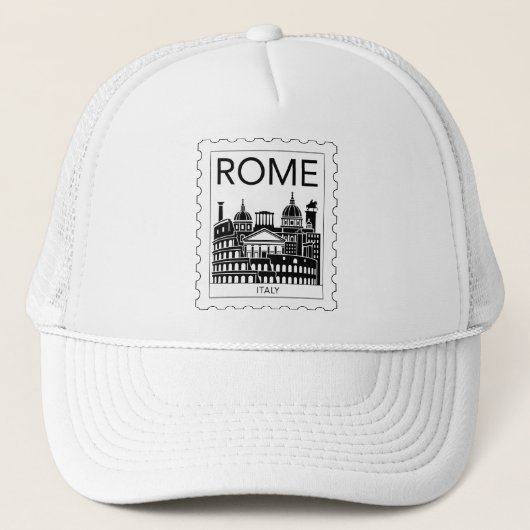 Rome Souvenir Italië Postzegel Trucker Pet (Voorkant)