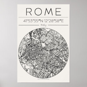 Rome Stadsplattegrond Poster rond Minimale Wandkun