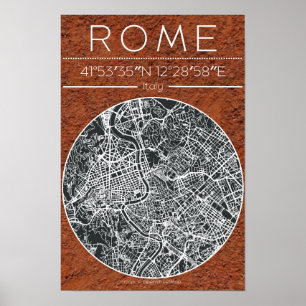 Rome Terracotta Stadkaart Poster Aardetone Minimal