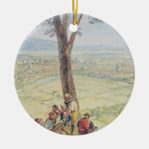 Rome van Monte Mario, c.1818 (m/c boven potlood op Keramisch Ornament