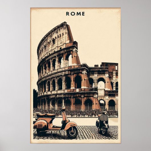 Rome Vespa en Colosseum Poster (Voorkant)
