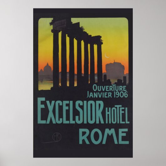 Rome Vintage Italie affiche Voyage Excelcior Hotel (Devant)