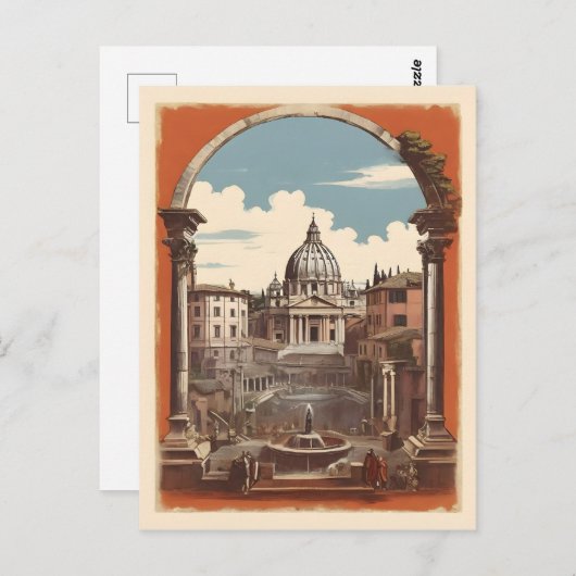 Rome vintage poster briefkaart (Voorkant / Achterkant)