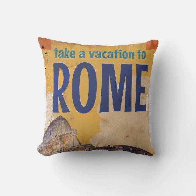 Rome Vintage Reisposter Kussen (Voorkant)