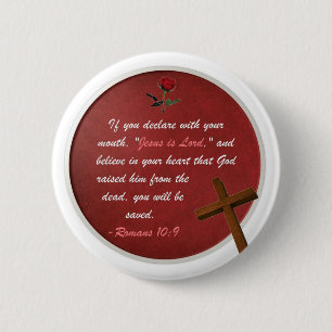 Romeinen 10:9 ronde button 5,7 cm