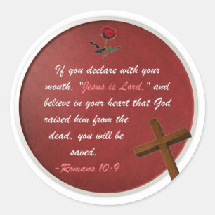 Romeinen 10:9 ronde sticker