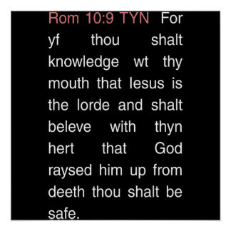 Romeinen 10:9 Tyndale Nieuwe Testament Christelijk Perfect Poster