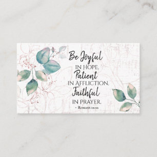 Romeinen 12:12 Wees hoopvol, trouw in de gebeden Visitekaartje
