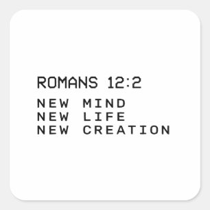 Romeinen 12:2 Nieuwe Geest Leven Creatie Minimalis Vierkante Sticker