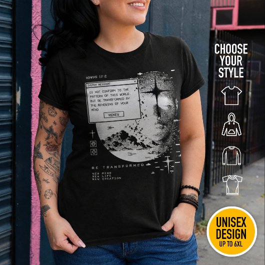 Romeinen 12:2 Pas je niet aan - Retrowave modern Grote Maat T-shirt