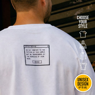Romeinen 12:2 Zwart en Wit Computer Waarschuwingsv T-shirt