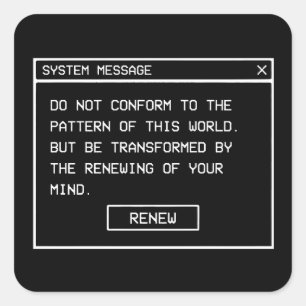 Romeinen 12:2 Zwart en Wit Computer Waarschuwingsv Vierkante Sticker