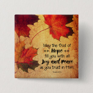Romeinen 15:13 God of Hope Autumn Leaves Vierkante Button 5,1 Cm