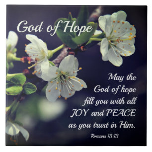 Romeinen 15:13 God of Hope White Flowers Tegeltje