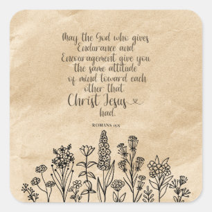 Romeinen 15:5 Christelijk Bijbelvers Afbeelding Vierkante Sticker