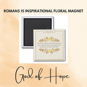 Romeinen 15 God van Hoop Bloemige Inspirerende Keu Magneet