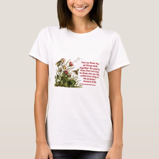 Romeinen 8:28 Bee Motif T-shirt (Voorkant)