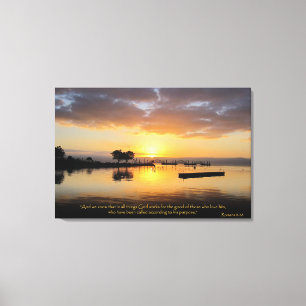 Romeinen 8:28 Christelijk Bijbelvers Canvas Art Afdruk