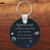Romeinen 8:28 christelijke Bijbelvers Sleutelhanger (Voorkant)
