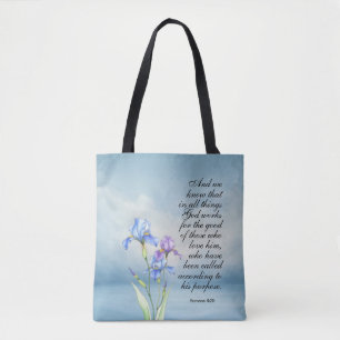 Romeinen 8:28 Iris Waterverf Draagtas