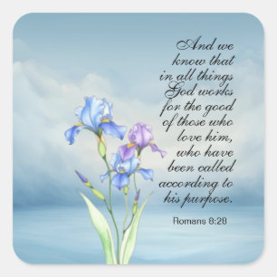 Romeinen 8:28 Iris Waterverf  Vierkante Sticker