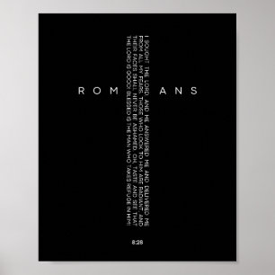 Romeinen 8:28 Kruis Schriftkunst Poster