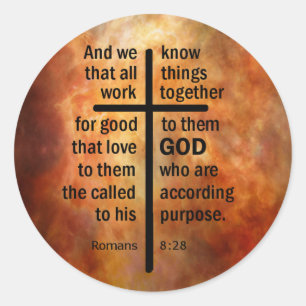 Romeinen 8:28 ronde sticker