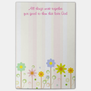 Romeinen 8:28 Roze Stripe en Bloem Christelijke Ci Post-it® Notes