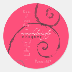 Romeinen 8:37 - Kies uw eigen kleur! Personaliseer Ronde Sticker