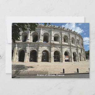 Romeins Amphitheater, Nimes, Frankrijk op een Feestdagenkaart