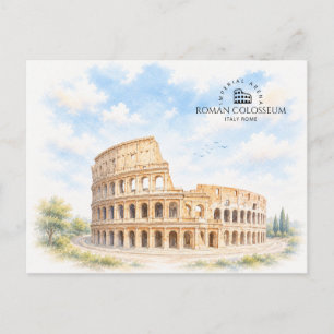 Romeins Colosseum Italië Watercolor Landschap Feestdagenkaart