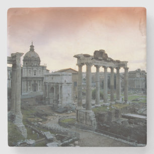 Romeins forum bij zonsopgang stenen onderzetter