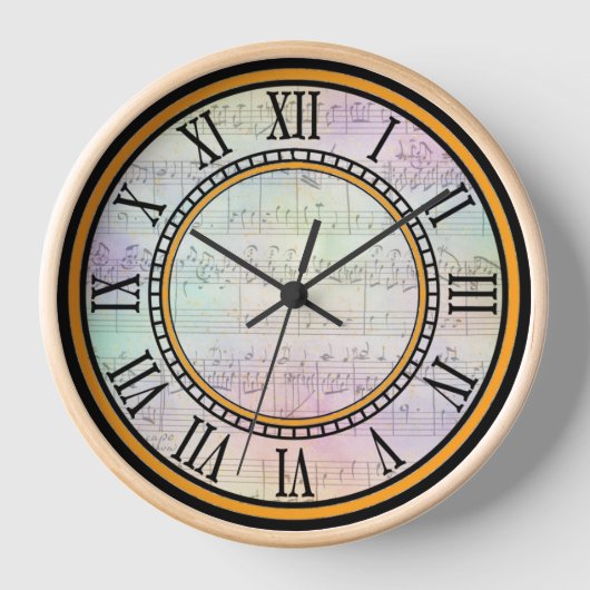 Romeins Numeriek Klok Ontwerp met Oude Muziekblad (Voorkant)