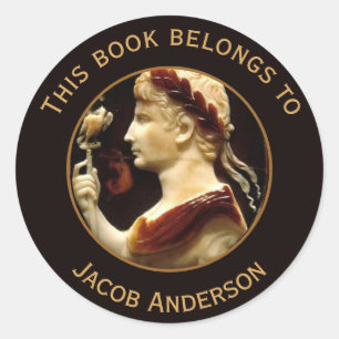 Romeinse Boekenplaat Keizer Octavianus Augustus Ca Ronde Sticker