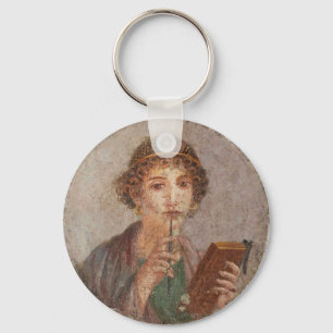 Romeinse fresco Pompeii Sappho Meisje Tablet & Sty Sleutelhanger