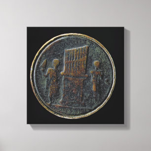 Romeinse munt waarin een orgaan is afgebeeld canvas afdruk