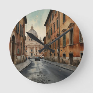 Romeinse reis in vintage stijl aquarel ronde klok