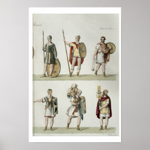 Romeinse soldaten, detail van bord 2, klasse 5 van poster