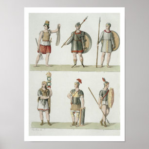 Romeinse soldaten, detail van bord 2, klasse 5 van poster