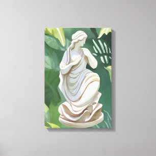 Romeinse standbeeld Aquarel botanische schilderi Canvas Afdruk