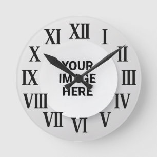 Romeinse wandklok met foto en naam ronde klok