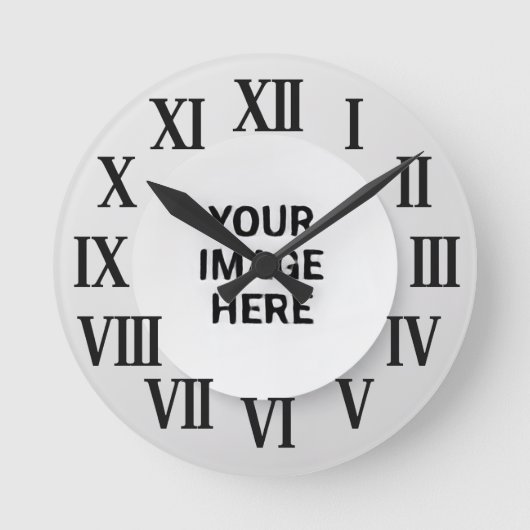 Romeinse wandklok met foto en naam ronde klok (Voorkant)