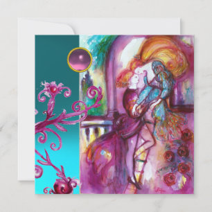 ROMEO EN JULIET/Blauwgroen Roze Damasvemirkels Kaart