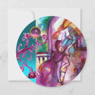 ROMEO EN JULIET/Blauwgroen Roze Damasvemirkels Kaart