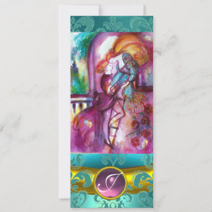 ROMEO EN JULIET Pink Aqua Blue, Blauwgroen Damask  Kaart