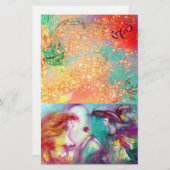 ROMEO EN JULIET, PINK GREEN GOLD SPARKLES MONOGRAM BRIEFPAPIER (Voorkant / Achterkant)