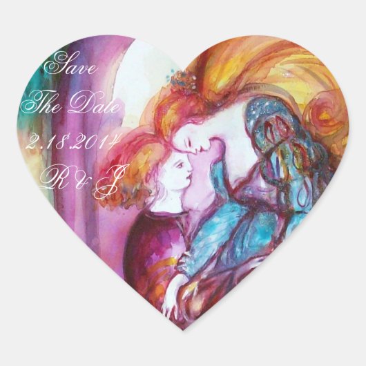 ROMEO EN JULIET / Sla het datumhart op Hart Sticker (Voorkant)
