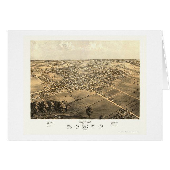 Romeo, MI Panorama Map - 1868 (Voorkant Horizontaal)
