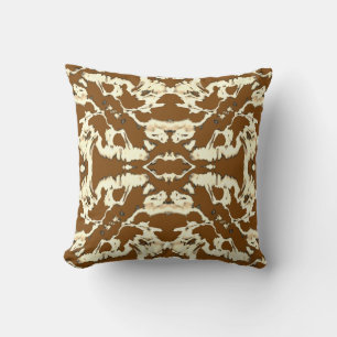 Romig Beige Bruin Symmetrisch Bloemmotief Kussen