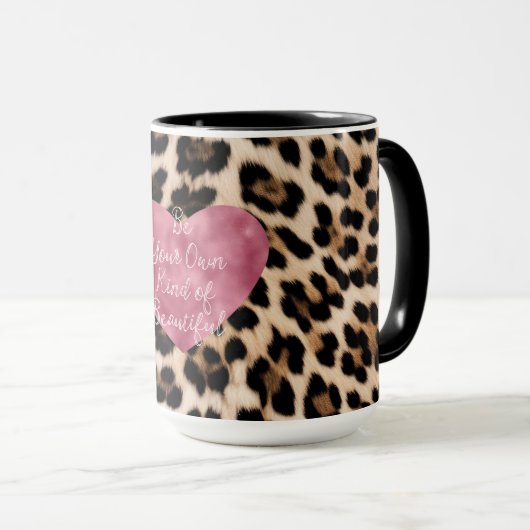 Romig bruin zwart luipaard hart mooi mok (Voorkant rechts)